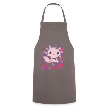 Gaming Axolotl mit Headset - Kochschürze - Grau - Vorne - AI Model Male 185 dark (185cm)