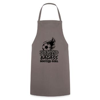 Soccer Girl - Cooking Apron - grey - Front - AI Model Male 185 dark (185cm)