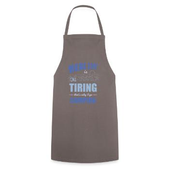 real life is boring I'm going camping - Cooking Apron - grey - Front - AI Model Male 185 dark (185cm)