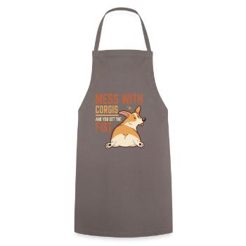 don't mess with corgis - Cooking Apron - grey - Front - AI Model Male 185 dark (185cm)