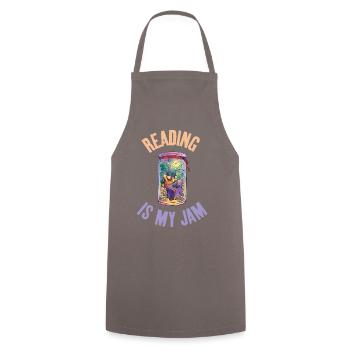 Reading is my jam cool art for - Cooking Apron - grey - Front - AI Model Male 185 dark (185cm)