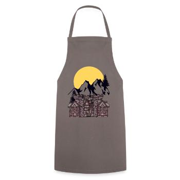 Middle Ages Castle Fortress Kingdom King Castle - Cooking Apron - grey - Front - AI Model Male 185 dark (185cm)