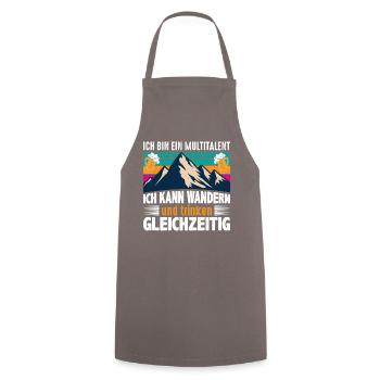 Ich bin ein Multitalent, Wandern und Bier trinken - Kochschürze - Grau - Vorne - AI Model Male 185 dark (185cm)