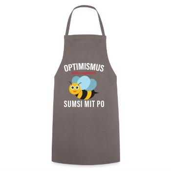 Optimismus heißt umgekehrt Sumsi mit Po - Kochschürze - Grau - Vorne - AI Model Male 185 dark (185cm)