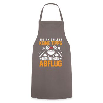 Bin Am Grillen Keine Tipps Bier Bringen Abflug - Kochschürze - Grau - Vorne - AI Model Male 185 dark (185cm)