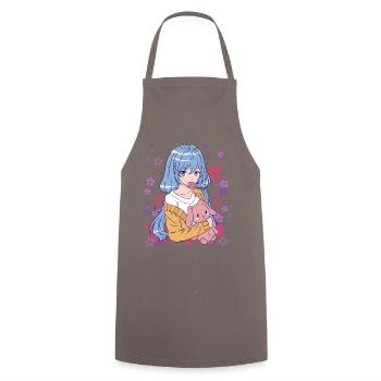 Anime Mädchen Manga Blumenwiese Geschenkidee - Kochschürze - Grau - Vorne - AI Model Male 185 dark (185cm)