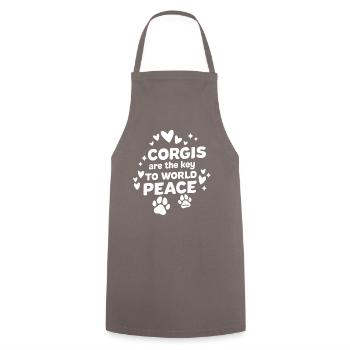 Corgi - Cooking Apron - grey - Front - AI Model Male 185 dark (185cm)