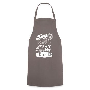 Café Espresso Capuccino Bureau Cadeau Drôle - Tablier de cuisine - gris - Devant - AI Model Male 185 dark (185cm)