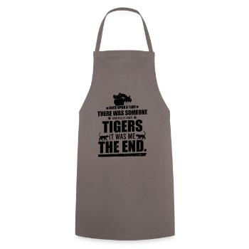 cool saying with a tiger - Cooking Apron - grey - Front - AI Model Male 185 dark (185cm)