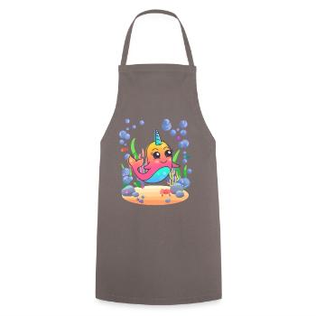 Bébé baleine narval licorne marine - Tablier de cuisine - gris - Devant - AI Model Male 185 dark (185cm)