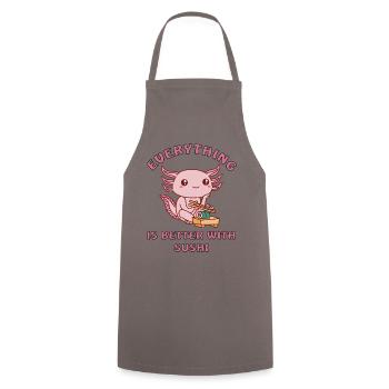 Axolotl loves sushi - Cooking Apron - grey - Front - AI Model Male 185 dark (185cm)