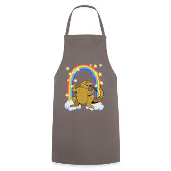 Le dragon barbu aime les sushis à l’arc-en-ciel - Tablier de cuisine - gris - Devant - AI Model Male 185 dark (185cm)