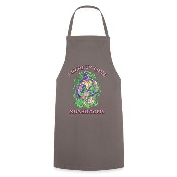 Magician loves magic mushrooms - Cooking Apron - grey - Front - AI Model Male 185 dark (185cm)