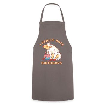 Sheep hates birthdays I hate birthdays - Cooking Apron - grey - Front - AI Model Male 185 dark (185cm)