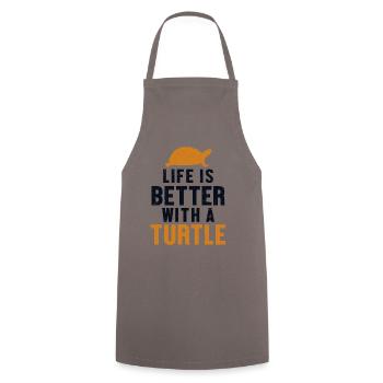 Life is Better with a Turtle Landschildkröte - Kochschürze - Grau - Vorne - AI Model Male 185 dark (185cm)