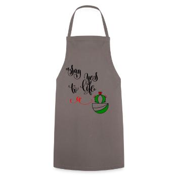 Cactus, say yes to life - Cooking Apron - grey - Front - AI Model Male 185 dark (185cm)