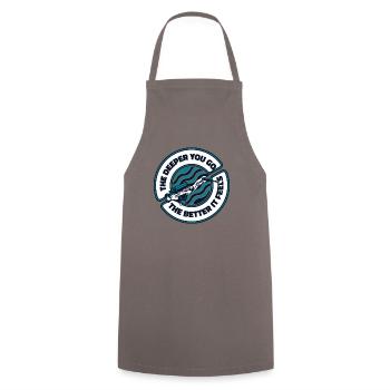 The Deeper You Go The Better It Feels - Cooking Apron - grey - Front - AI Model Male 185 dark (185cm)