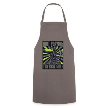 Arrêtez de jouer avec des balles Disc Golfer Frisbee Golf - Tablier de cuisine - gris - Devant - AI Model Male 185 dark (185cm)