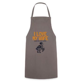 I Love My Wife Lacrosse Intercrosse Lax Player - Cooking Apron - grey - Front - AI Model Male 185 dark (185cm)
