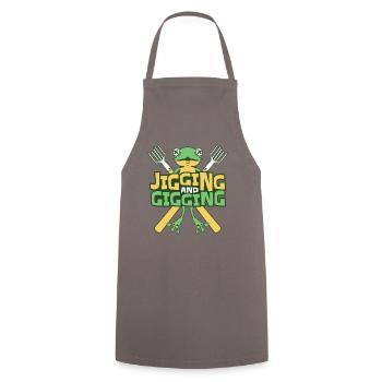 Jigging And Gigging Toad Tadpole Frog Catcher - Cooking Apron - grey - Front - AI Model Male 185 dark (185cm)