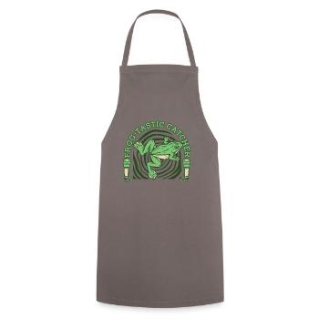 Frog Tastic Catcher Kaulquappe Laubfrosch Frosch - Kochschürze - Grau - Vorne - AI Model Male 185 dark (185cm)