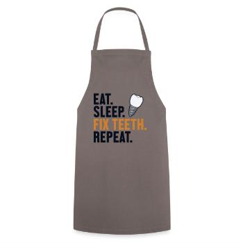 Manger Sommeil Réparer les dents Répéter Laboratoire dentaire Technicien dentaire - Tablier de cuisine - gris - Devant - AI Model Male 185 dark (185cm)