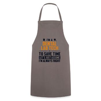 Dental Lab Tech Let's Assume I'm Right - Cooking Apron - grey - Front - AI Model Male 185 dark (185cm)