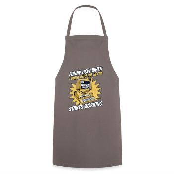 The Computer Suddenly Starts Working Admin - Cooking Apron - grey - Front - AI Model Male 185 dark (185cm)