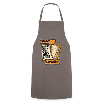 Need To Practice On Days That End With Y Harp - Cooking Apron - grey - Front - AI Model Male 185 dark (185cm)