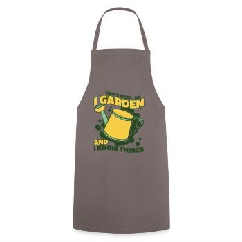 I Garden And I Know Things Allotment Garden Gardener - Cooking Apron - grey - Front - AI Model Male 185 dark (185cm)