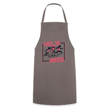 Girls TRI Harder Triathlon Bike Triathlete Training - Cooking Apron - grey - Front - AI Model Male 185 dark (185cm)