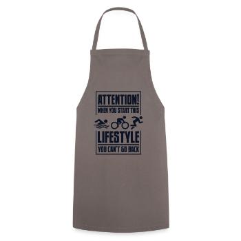 Attention When You Start This Lifestyle Triathlete - Cooking Apron - grey - Front - AI Model Male 185 dark (185cm)