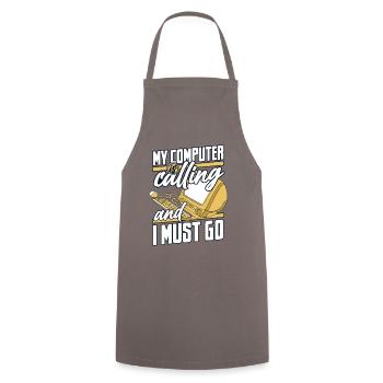 Mon ordinateur appelle l’informaticien des opérations informatiques - Tablier de cuisine - gris - Devant - AI Model Male 185 dark (185cm)