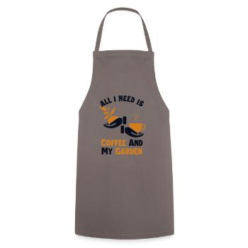 Coffee and my Garden Allotment Garden - Cooking Apron - grey - Front - AI Model Male 185 dark (185cm)