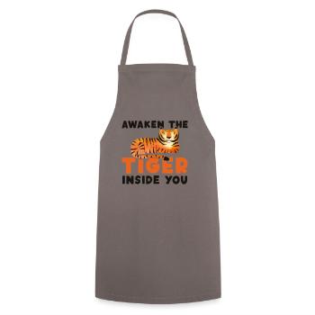 Awaken The Tiger Inside You King Tiger - Cooking Apron - grey - Front - AI Model Male 185 dark (185cm)
