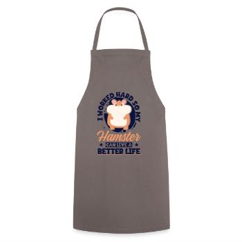 I Worked Hard So My Hamster Can Live A Better - Cooking Apron - grey - Front - AI Model Male 185 dark (185cm)