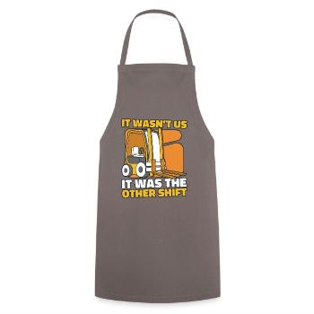 It wasn't us, it was The Other Shift Forklift - Cooking Apron - grey - Front - AI Model Male 185 dark (185cm)