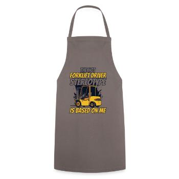 The Hot Forklift Driver Stereotype Gabelstapler - Cooking Apron - grey - Front - AI Model Male 185 dark (185cm)