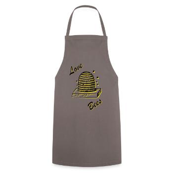 Love Bees in black yellow - Cooking Apron - grey - Front - AI Model Male 185 dark (185cm)