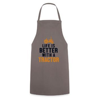 La vie est meilleure avec un tracteur Bauer - Tablier de cuisine - gris - Devant - AI Model Male 185 dark (185cm)