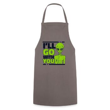 Je vais aller avec toi Ufo Conspiracy Extraterrestrial - Tablier de cuisine - gris - Devant - AI Model Male 185 dark (185cm)