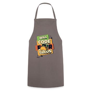 Will Code For Tacos Developer Coder Programmer - Cooking Apron - grey - Front - AI Model Male 185 dark (185cm)