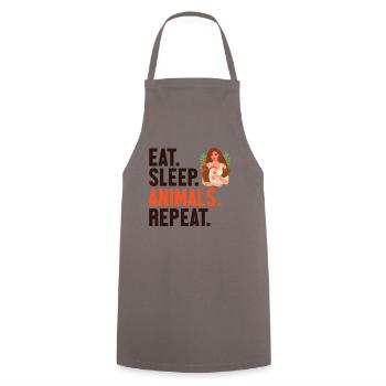 Eat Sleep Animals Repeat Vegan Vegans Veganism - Cooking Apron - grey - Front - AI Model Male 185 dark (185cm)