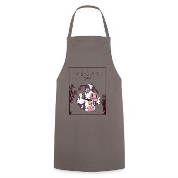 Vegan Chinese Hanzi Plant-Based Vegan Vegans - Cooking Apron - grey - Front - AI Model Male 185 dark (185cm)
