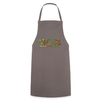 Because I Love Animals Plant-Based Vegan Vegans - Cooking Apron - grey - Front - AI Model Male 185 dark (185cm)
