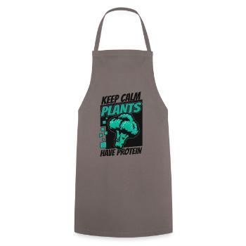 Keep Calm Pflanzen haben Protein-Veganer Veganer - Kochschürze - Grau - Vorne - AI Model Male 185 dark (185cm)