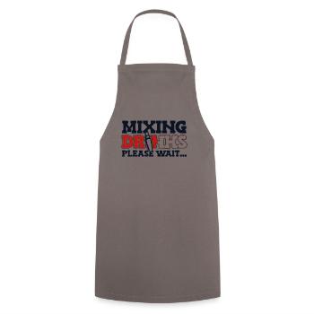 Mixing Drinks Please Wait Barmann Bartender - Kochschürze - Grau - Vorne - AI Model Male 185 dark (185cm)
