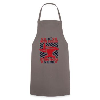 I Hit Metal Because Hitting People Is Illegal - Cooking Apron - grey - Front - AI Model Male 185 dark (185cm)