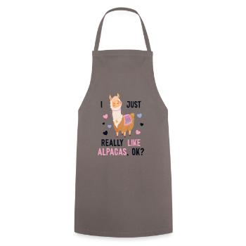 I just really like Alpacas Huacaya Pako Lama - Cooking Apron - grey - Front - AI Model Male 185 dark (185cm)