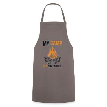 Mon Camp My Adventure Tentes Glamping Camping - Tablier de cuisine - gris - Devant - AI Model Male 185 dark (185cm)